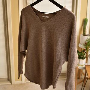 tan v neck sweater